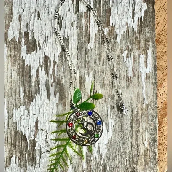 925 sterling silver chain,multi color stone pendant yoga Aum mediation - Picture 2 of 16